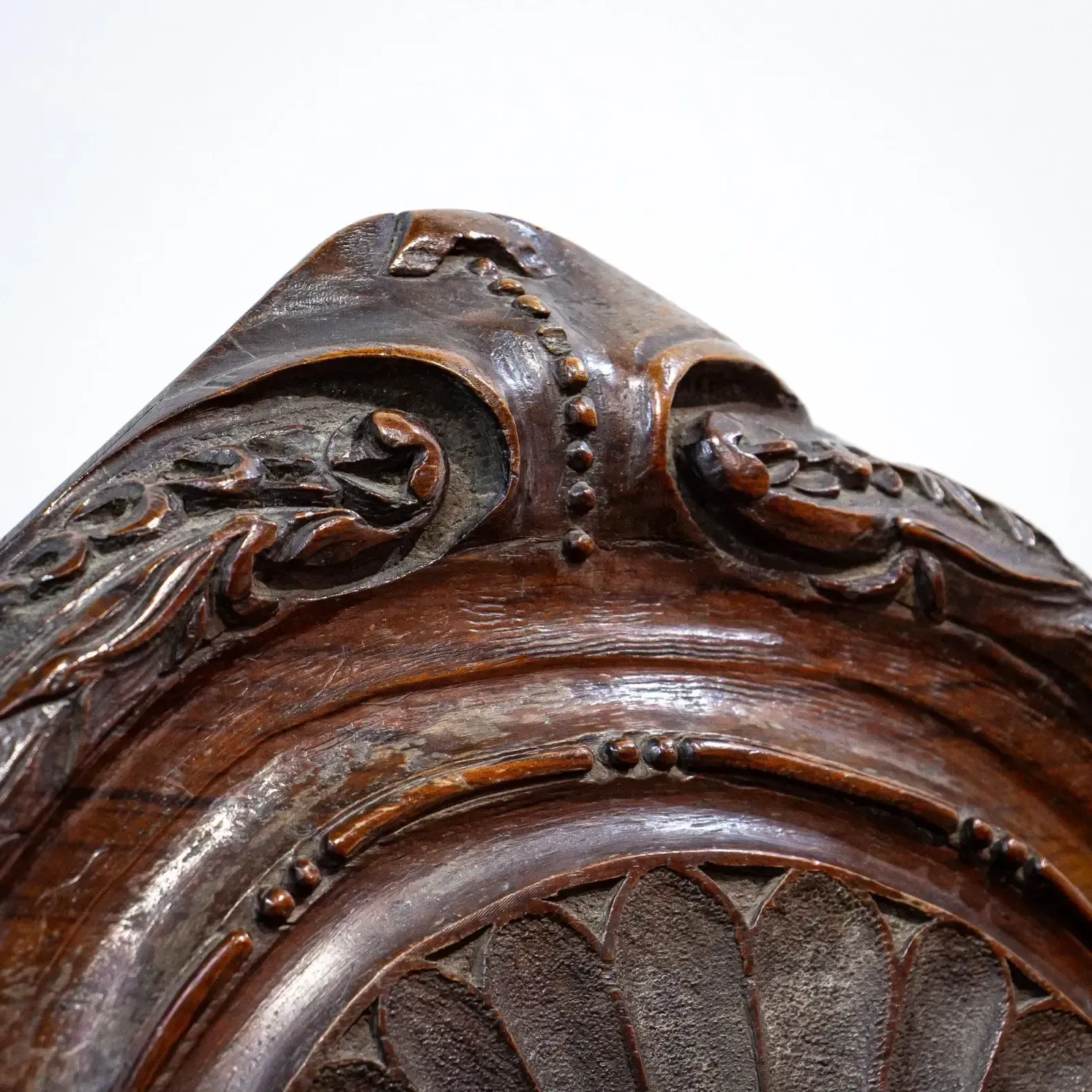Carved Oak Throne Armchair With Leather Seat photo buy