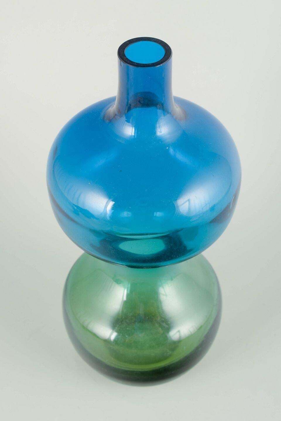 Grand vase double gourde en verre d'art, Scandinavie, années 1970 photo furniture