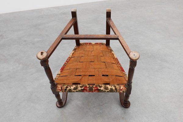 2353.0 Antique Oak Louis XIII Chair With Floral Upholstery, France, 1890 photo