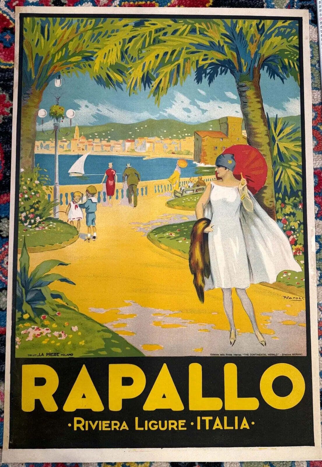 Affiche de voyage Rapallo Italian Riviera 1924, par Natoli photo vinterior