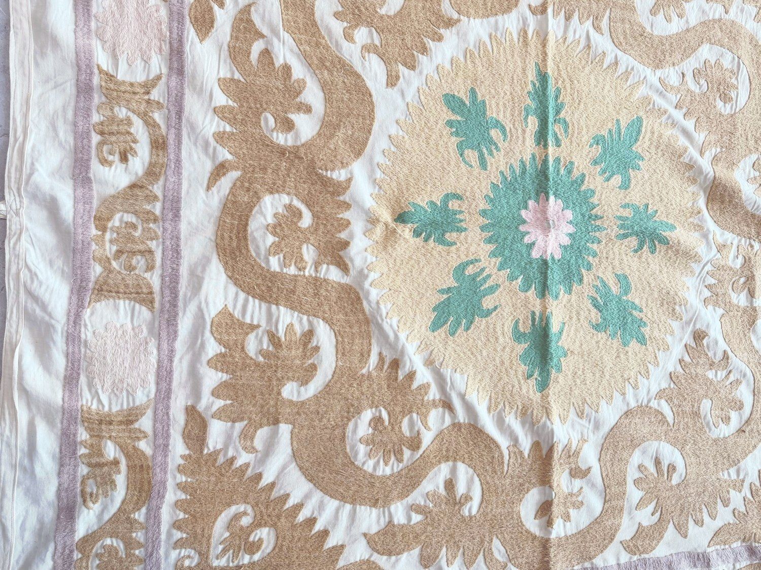 Tribal Central Asian Suzani Tablecloth 128 X 135 Cm photo furniture