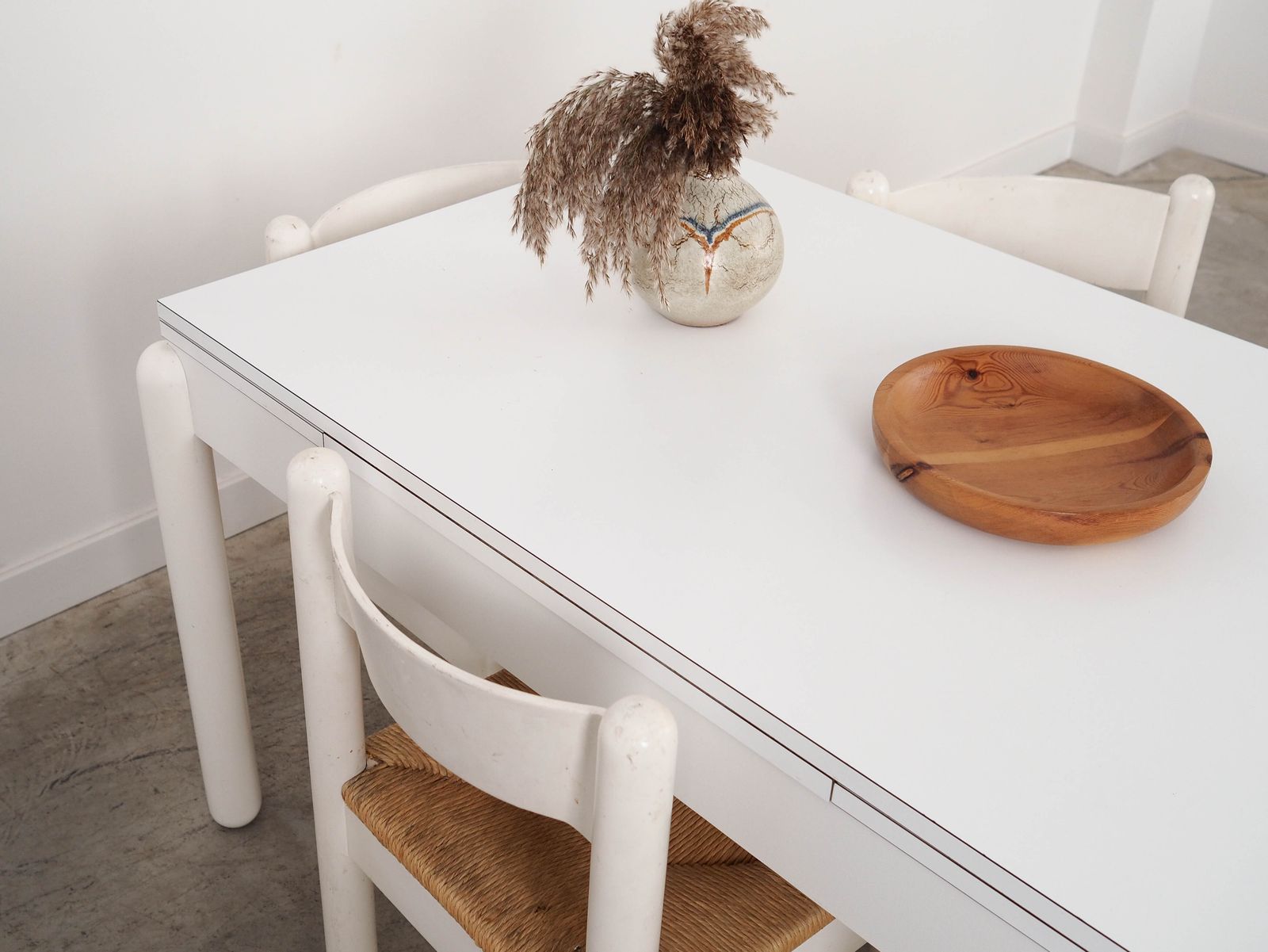 Witte uitschuifbare tafel, Italiaans design, jaren 1980, Made In Italy photo vintage