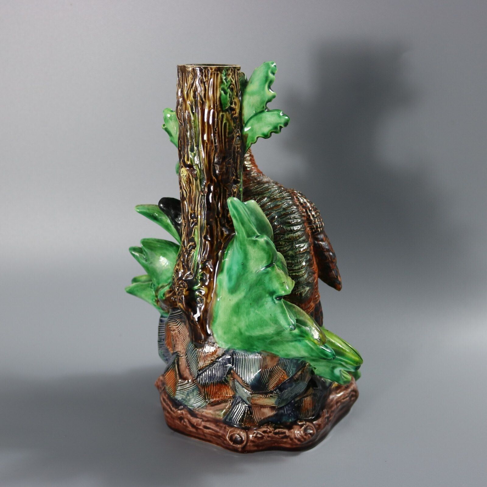 Hugo Lonitz Majolica Patrijs met Kuikens Kandelaarbasis photo vinterior