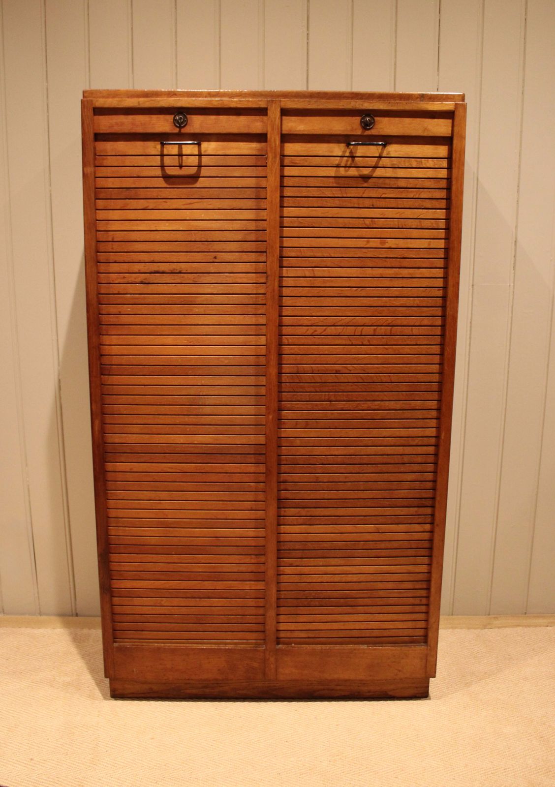 French Oak Double Tambour Front Filing Cabinet photo 595.0