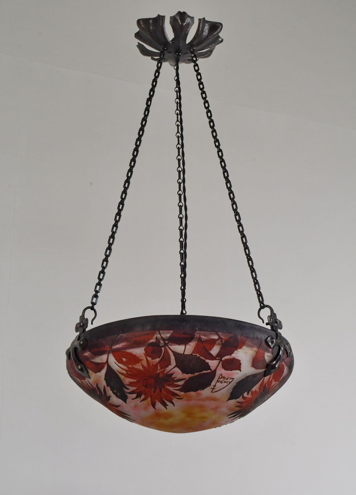 A French Art Deco Pendant Light By Daum & Majorelle 1925 France photo for sale