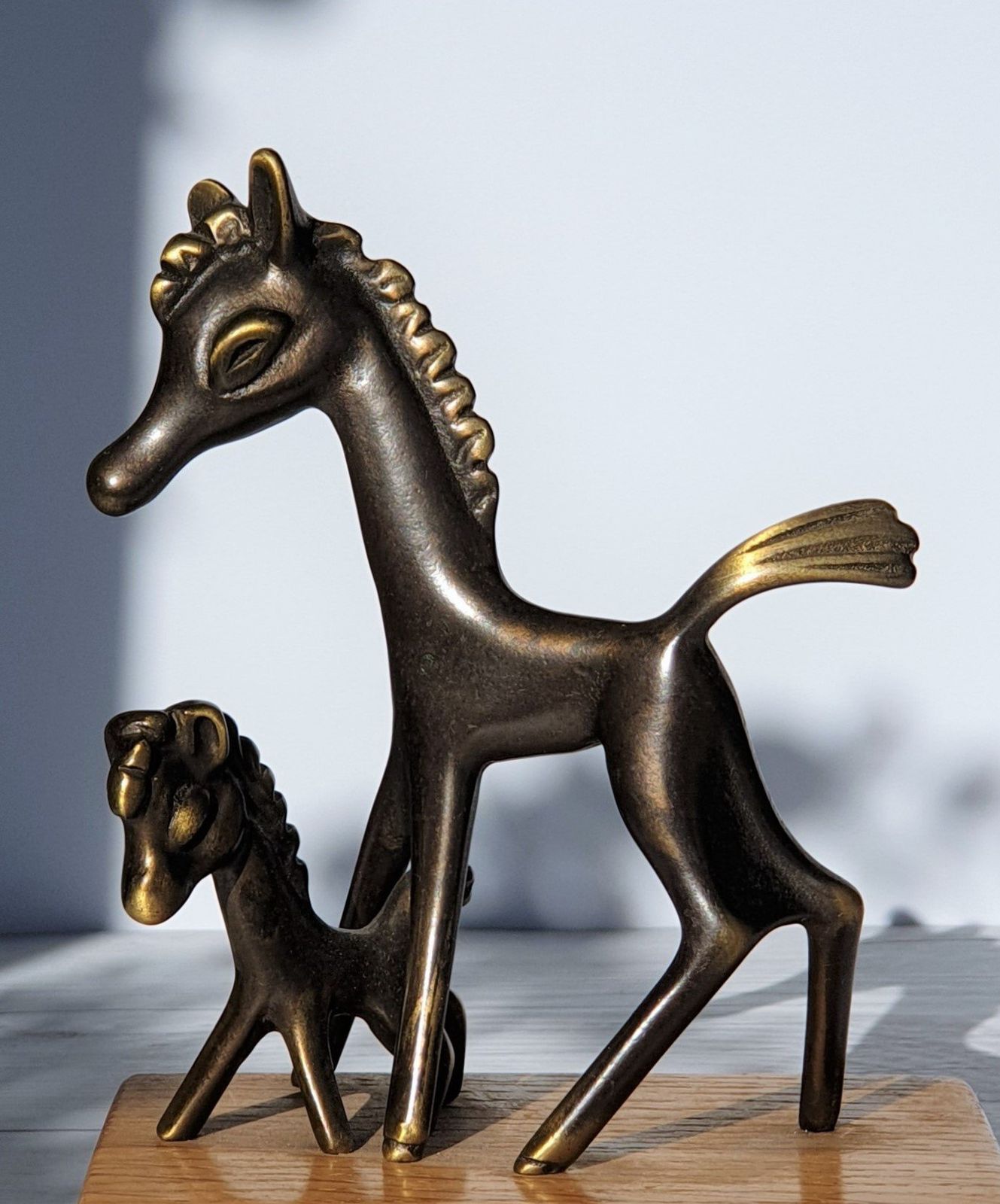 Walter Bosse For Hertha Baller Mid Century Modern Brass Horse Figurines, 1950s   60s, Austrian photo furniture
