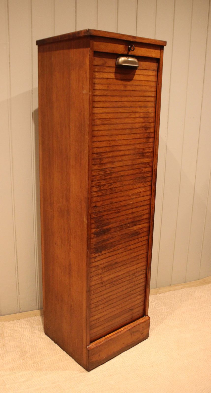photo furniture Single French Oak Tambour Front Filing Cabinet