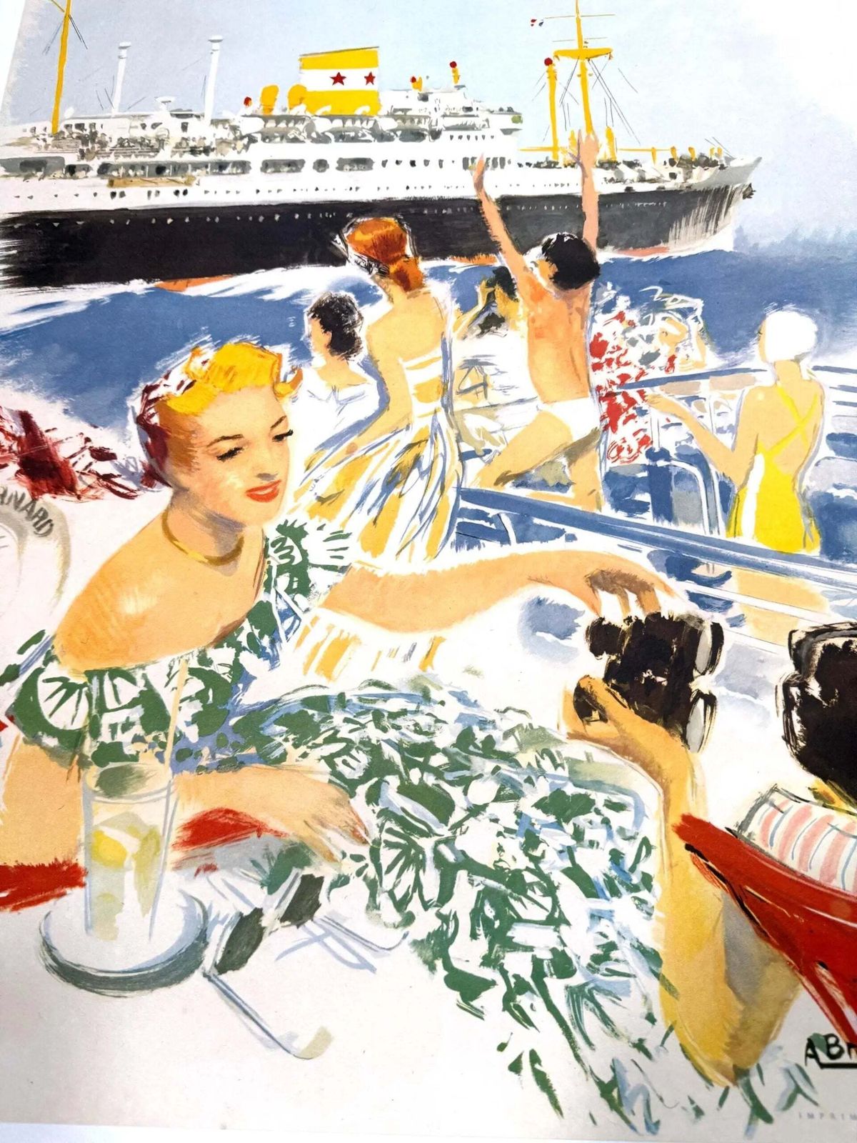 Lithografische reisposter Chargeurs Reunis, Franse maritieme kunst, 1950 photo Kunst