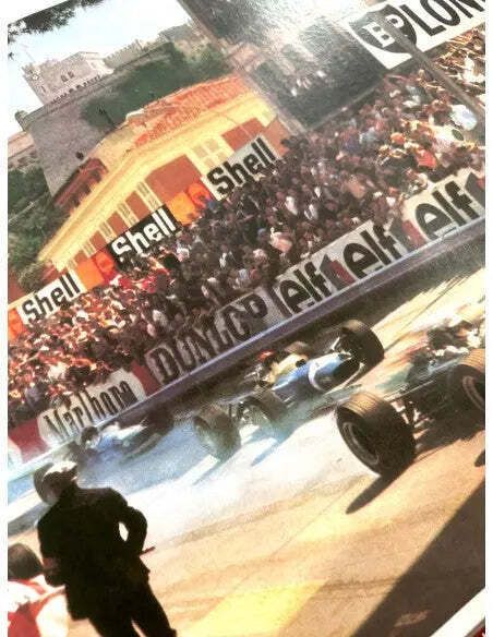 Vintage 1969 Monaco Grand Prix Automobile Poster Maestri Artwork On Linen photo for sale