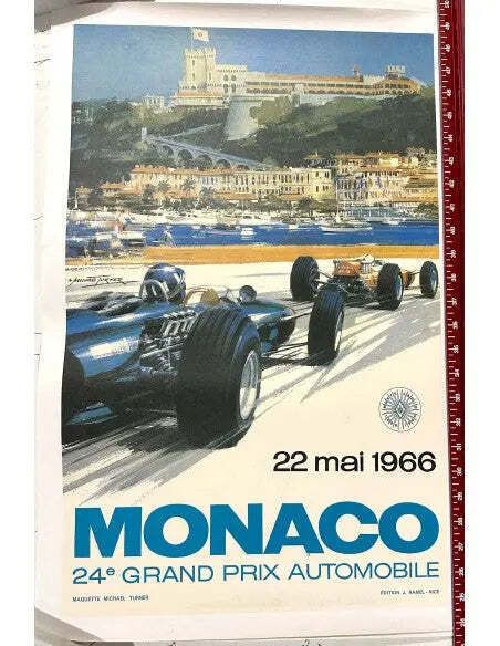 Affiche vintage du Grand Prix de Monaco 1966 par Michael Turner photo furniture