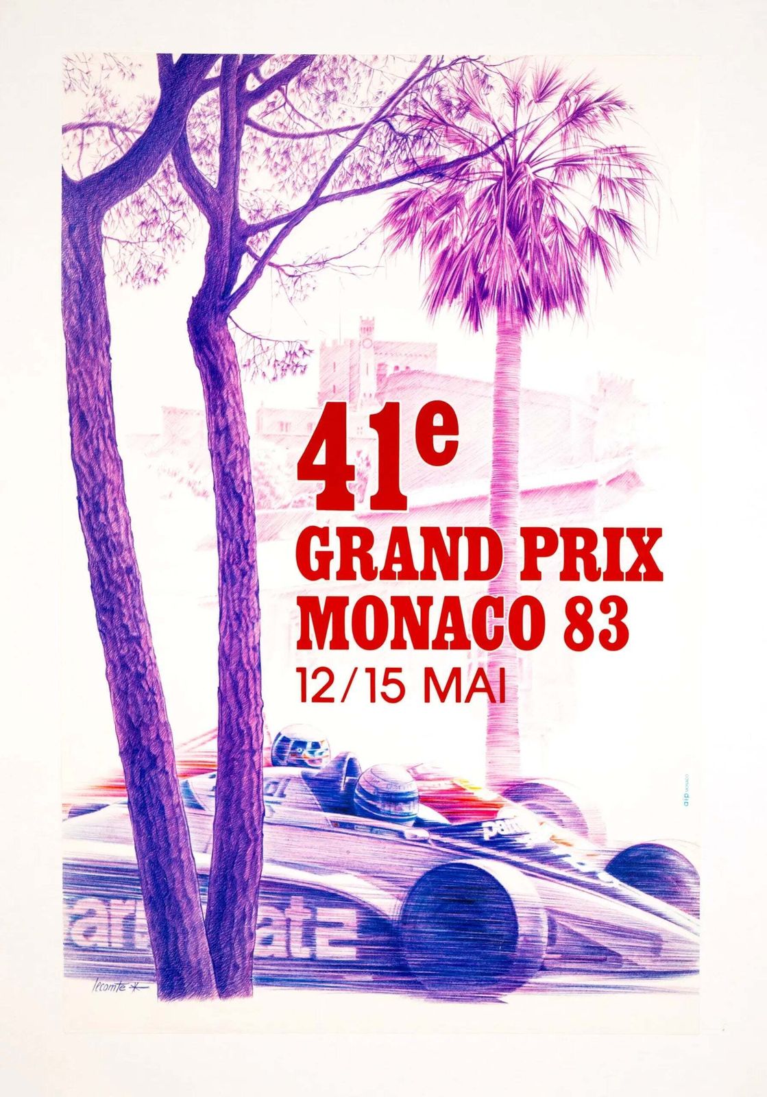 Affiche officielle du Grand Prix de Monaco 1983, par Pierre Lecomte