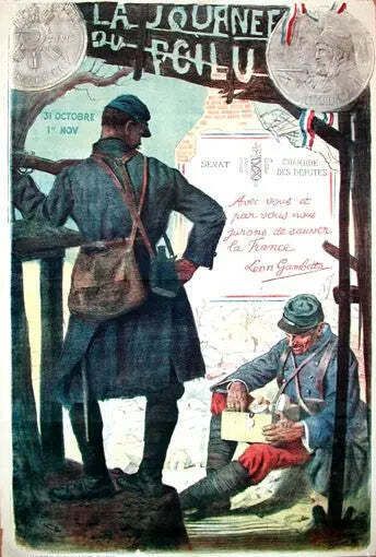 Original 1915 Lucien Jonas La Journee Du Poilu War Poster