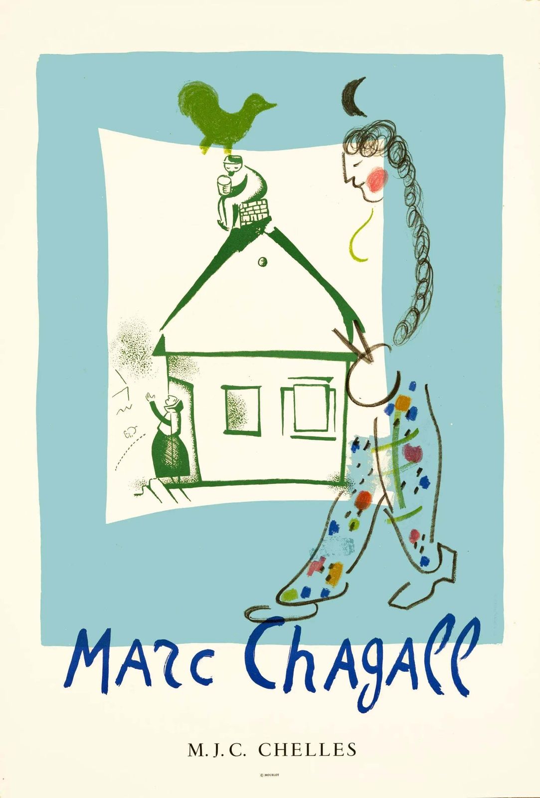 Affiche lithographique La Maison de Mon Village, Marc Chagall, 1969