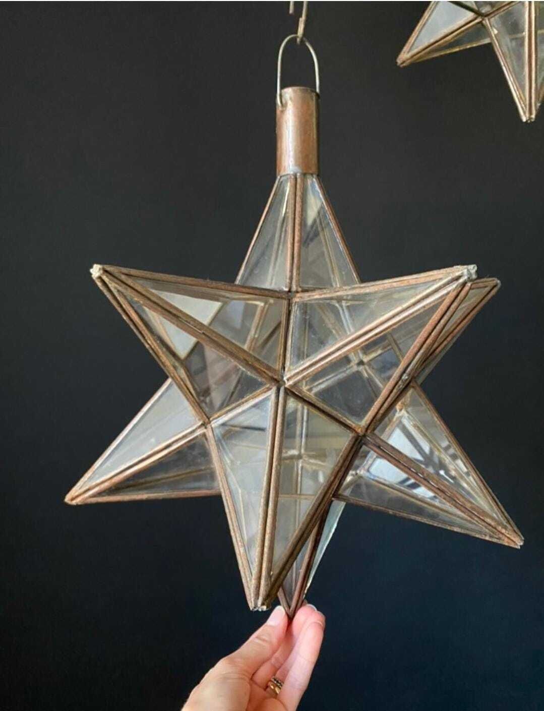 Antique Iron And Glass Star Lamp photo for sale