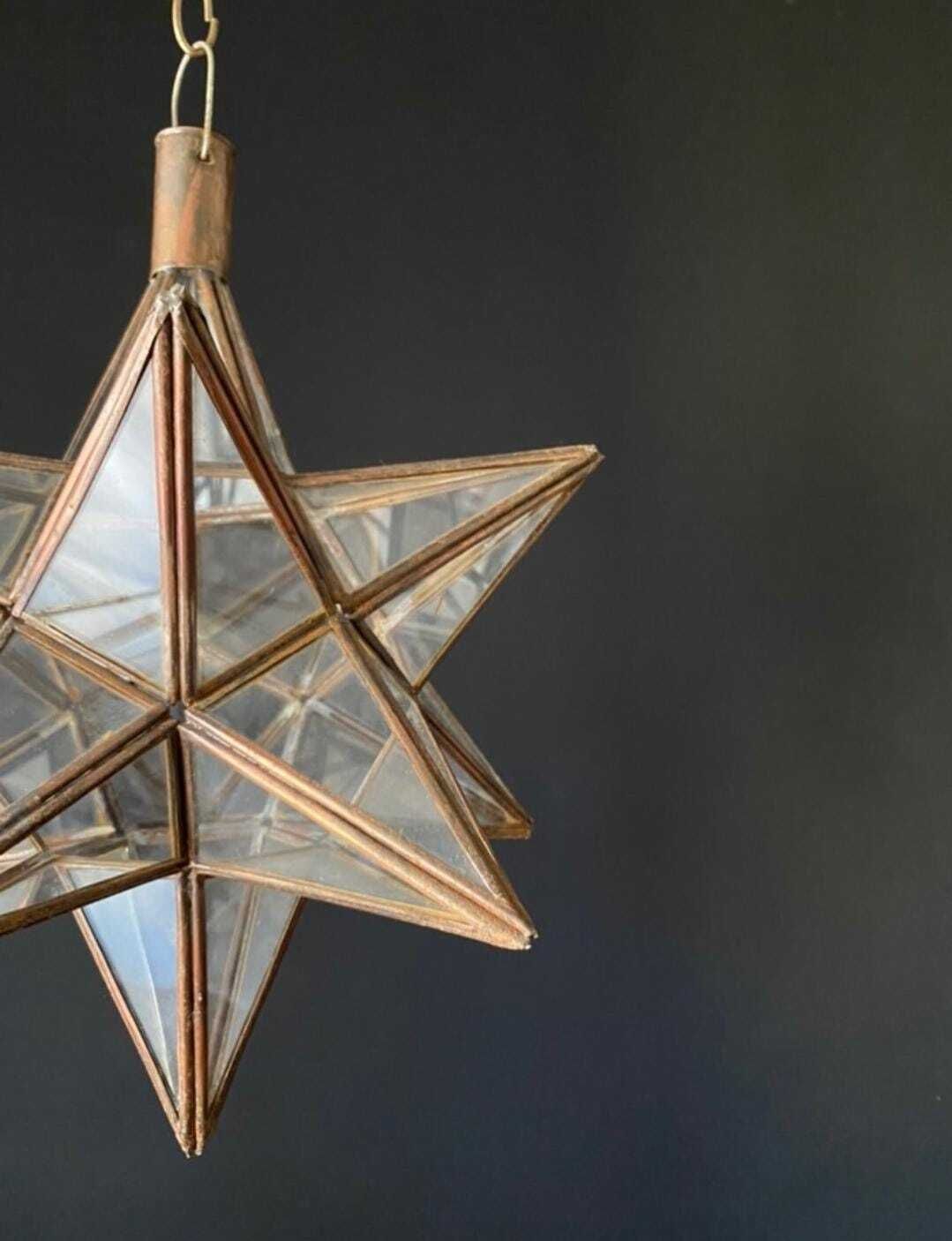 Antique Iron And Glass Star Lamp photo 383.0