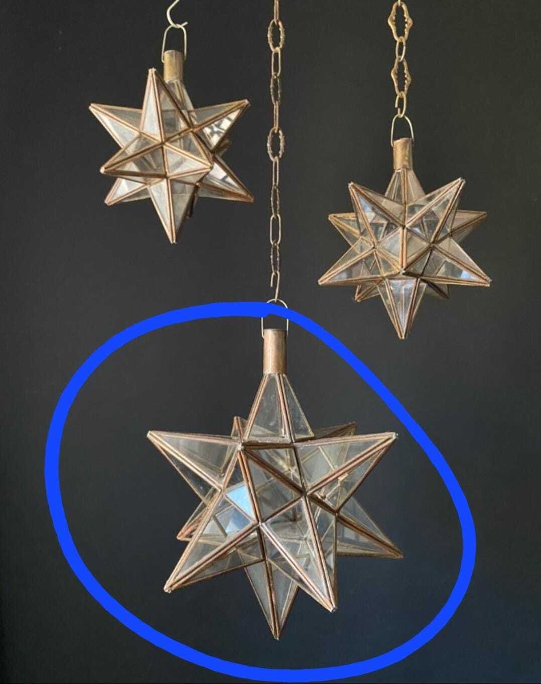 Antique Iron And Glass Star Lamp photo vintage