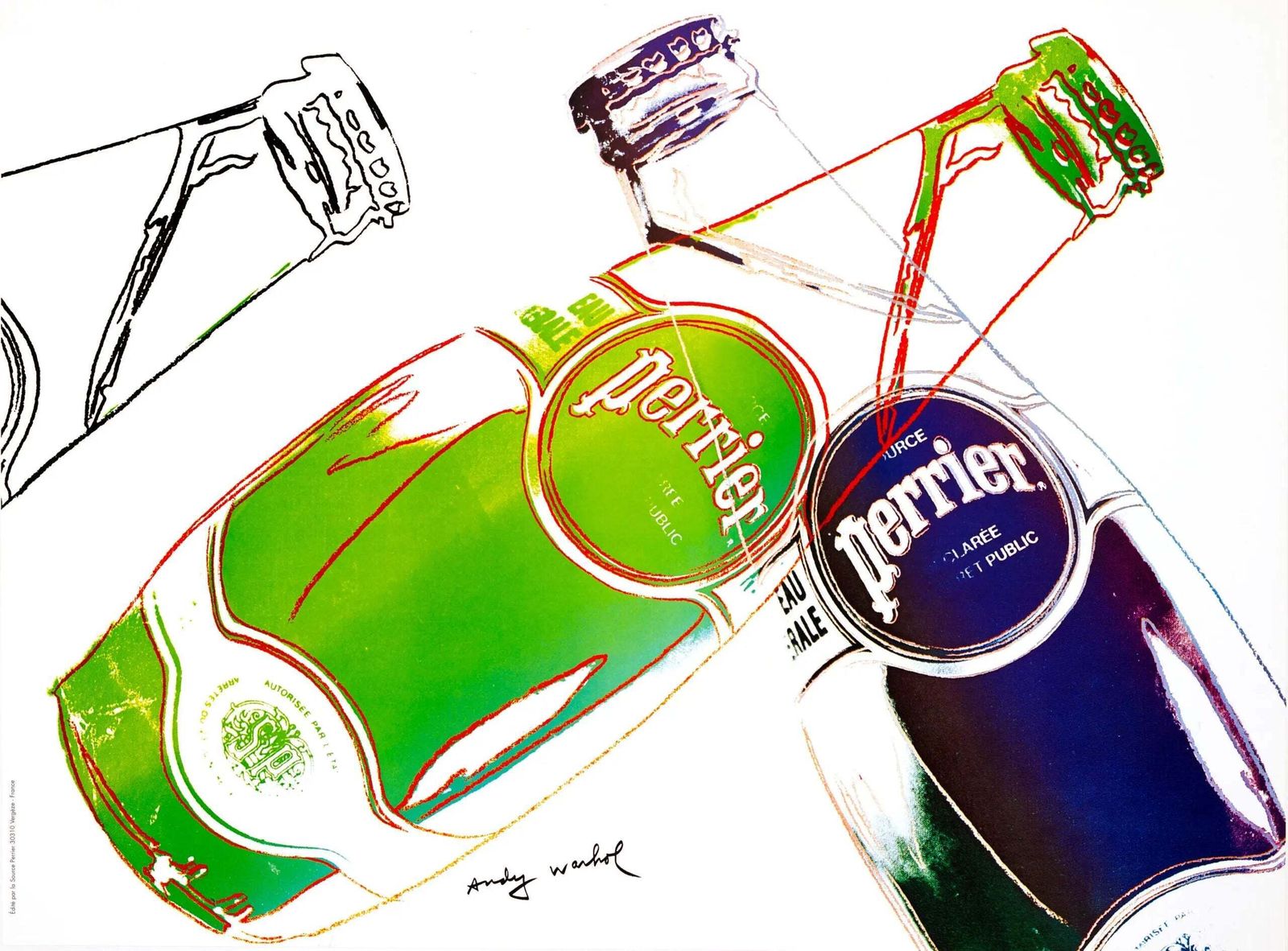 Andy Warhol Perrier Vintage Pop Art Poster op Linnen, 1983