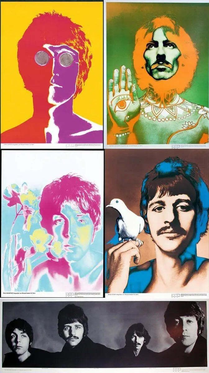 Original Richard Avedon Beatles 1967 Pop Art Stern Poster Set Of Five