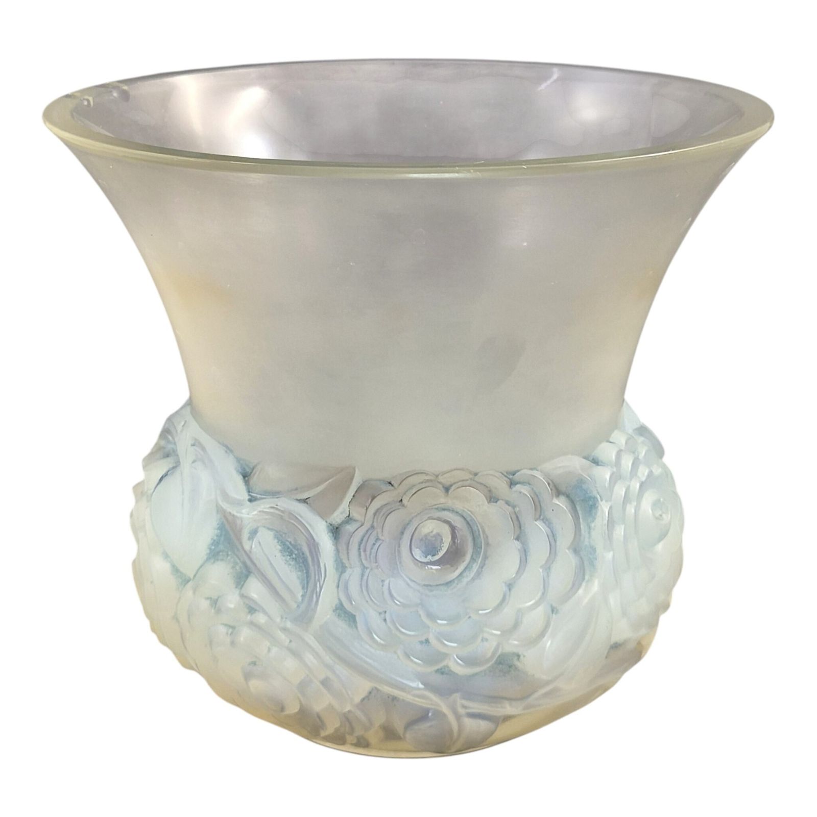 Franse Lalique "Renoncules" Opalescent Glazen Vaas, Midden 20e Eeuw photo 1100.0