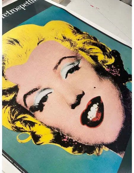Affiche vintage Marilyn Pop Art, rétrospective Andy Warhol sur lin, 1990 photo furniture