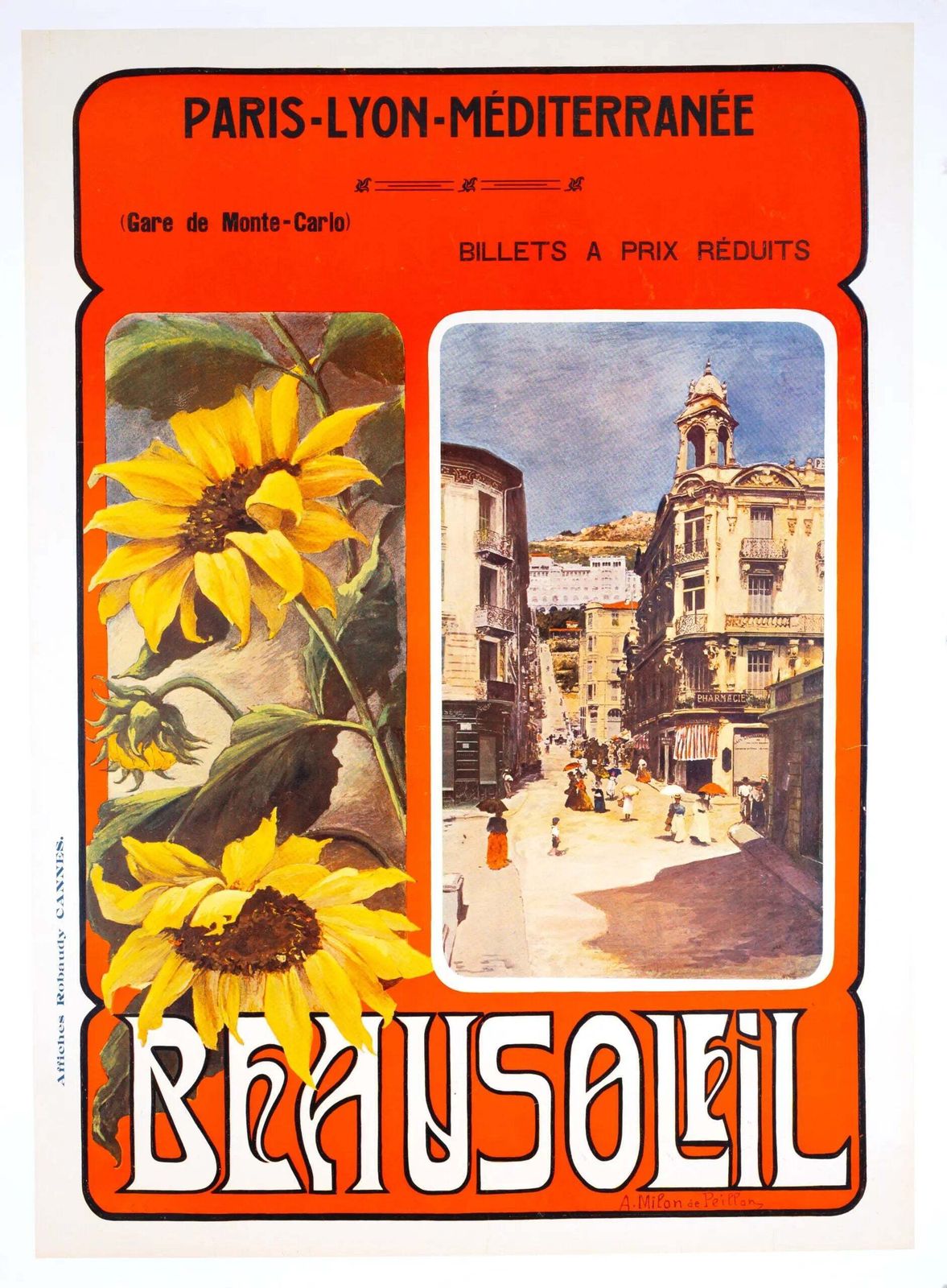 Beausoleil Vintage Plm Franse Spoorweg Reisposter Art Nouveau