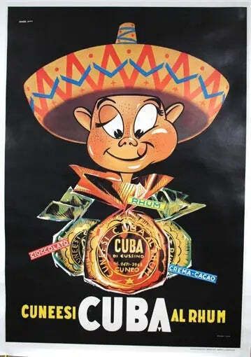 Cuneesi Rhum Chocolade Italiaanse Lithografie Poster Silvestri 1950