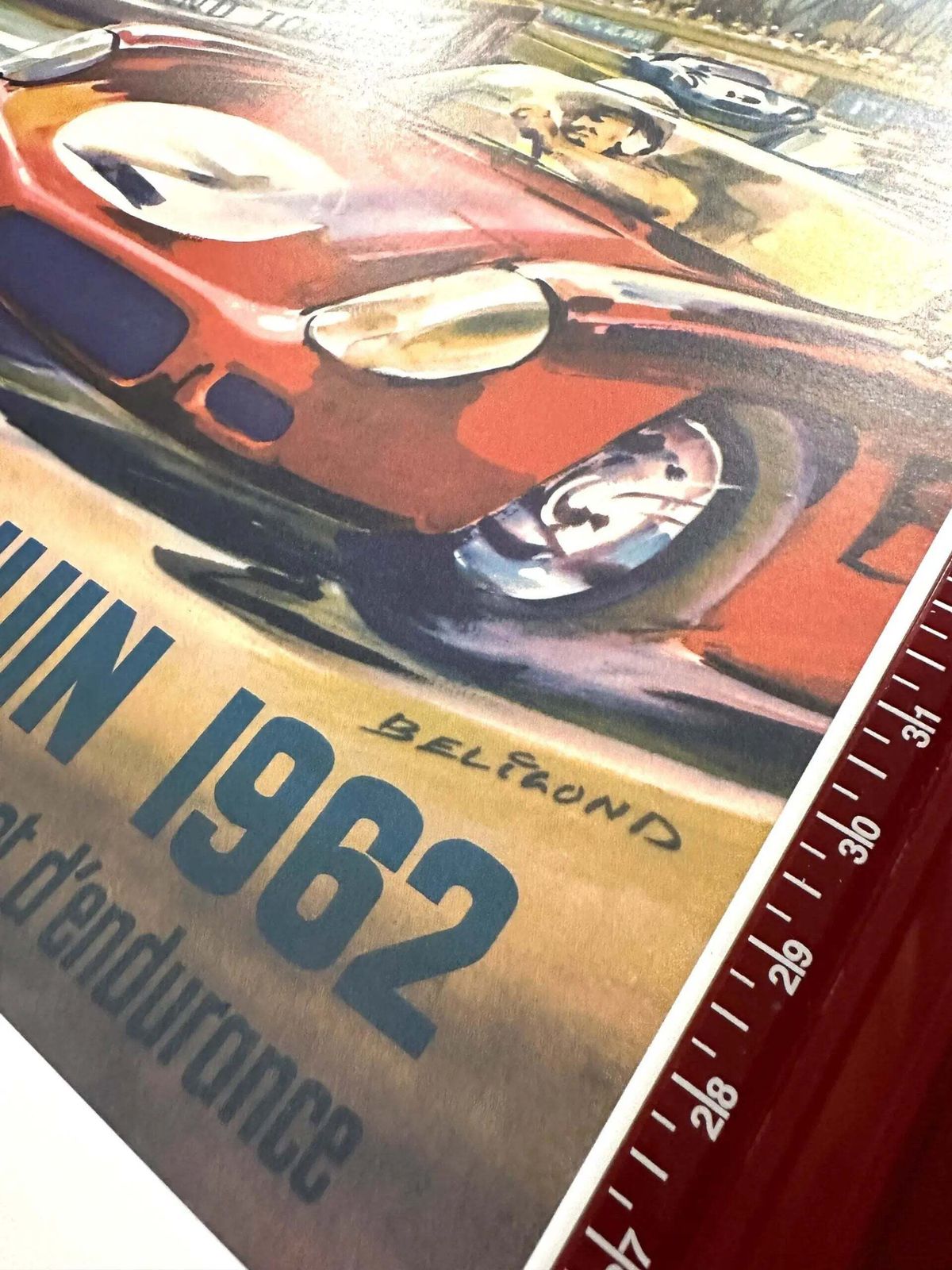 Affiche vintage des 24 Heures du Mans 1962 sur lin, Motorsport photo Art