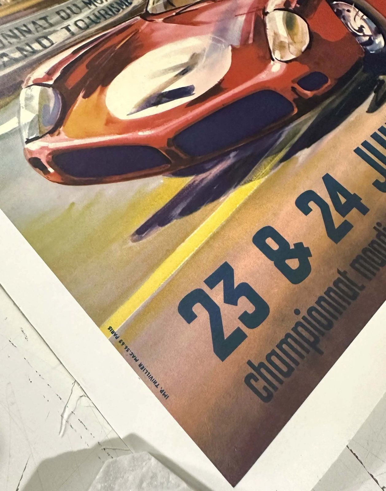 Vintage 1962 24 Hours Of Le Mans Motorsport Poster Linen photo 509.0
