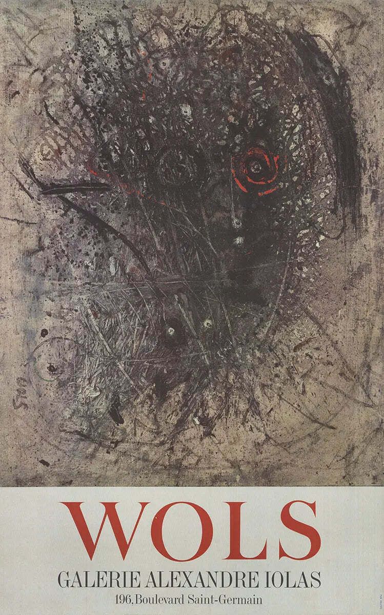 Affiche lithographique Galerie Alexandre Iolas 1965, Otto Wols, imprimée par Mourlot