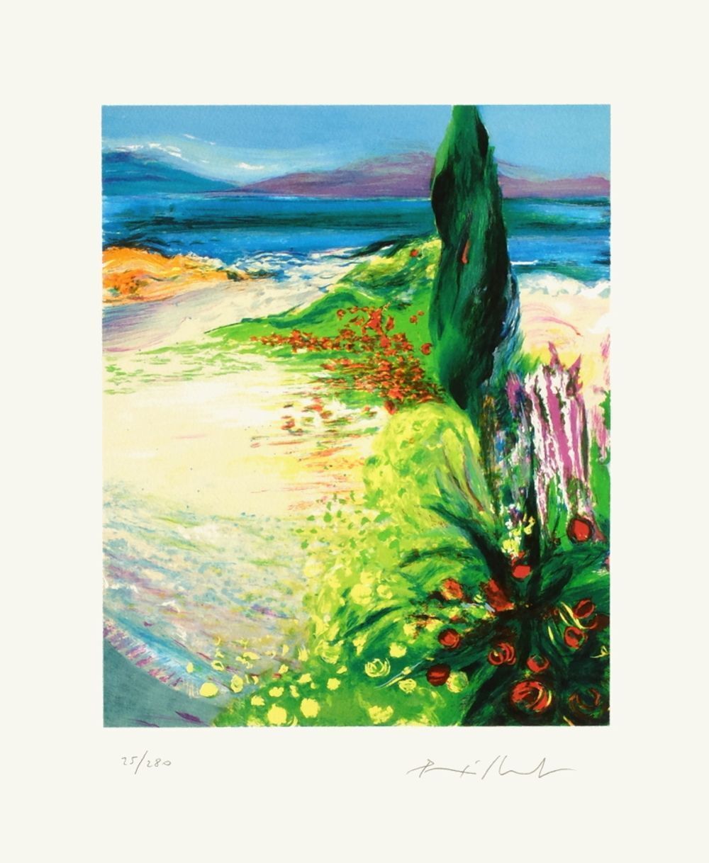 Lithographie signée Jean Pierre Pophillat, Le Cyprès, 1985