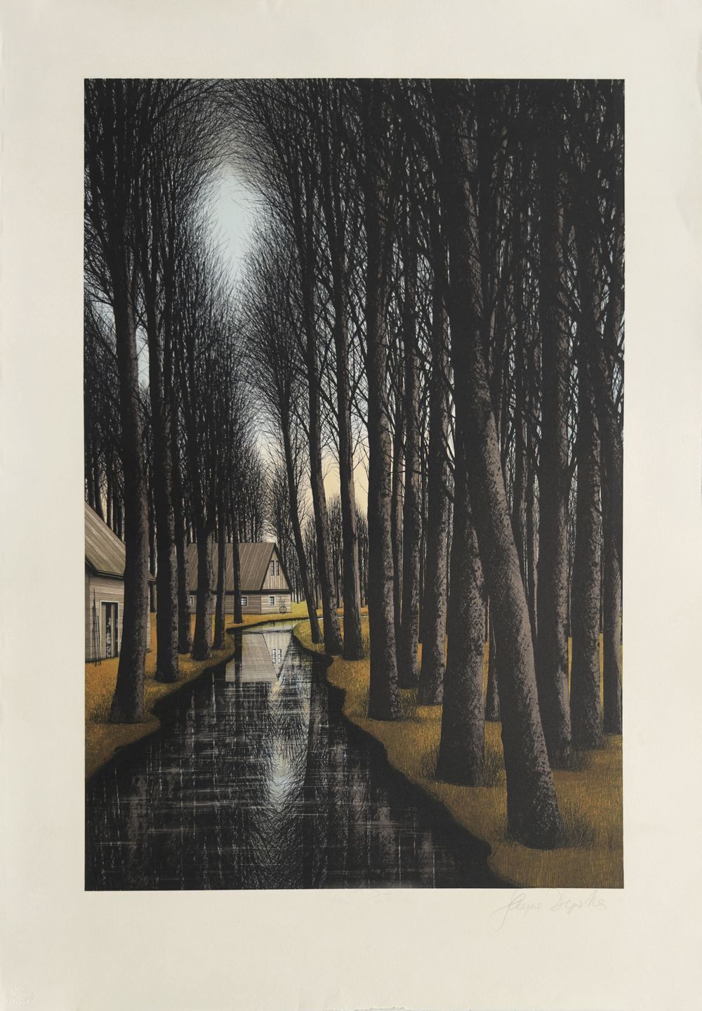 Jacques Deperthes Gesigneerde Lithografie Maison Au Bord De La Rivière 1987