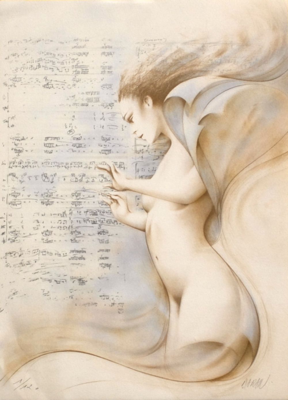 Gérard Daran Gesigneerde Lithografie Adagio 1990