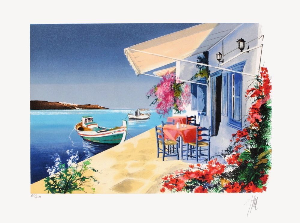 André Bongibault Gesigneerde Lithografie Grèce   Naxos