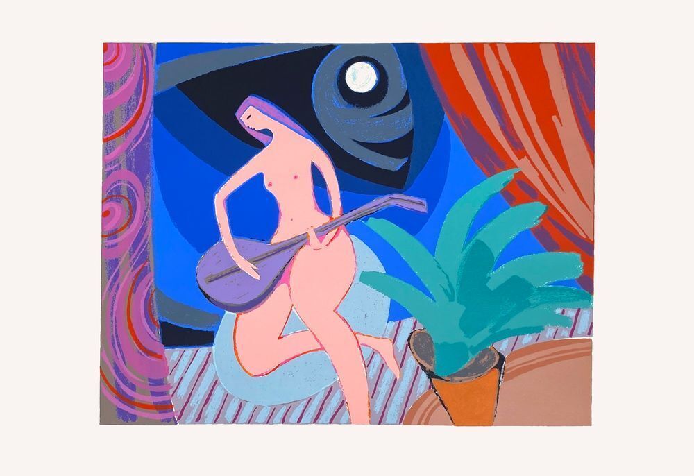 Wallace Sommers Screenprint Femme Au Luth 1992