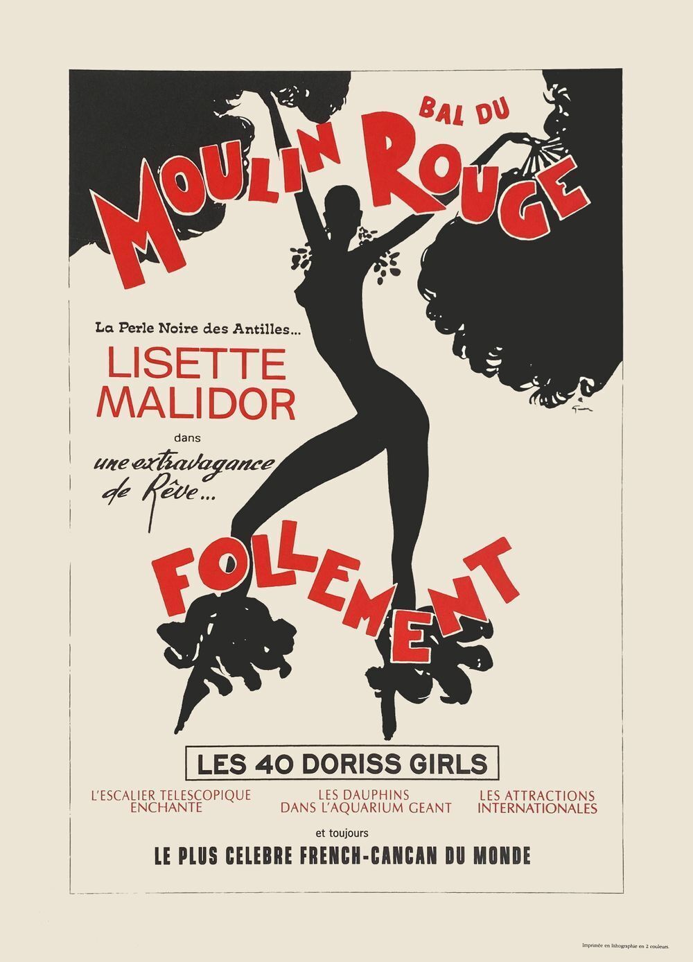 Affiche René Gruau Moulin Rouge   Follement   Lisette Malidor 2009