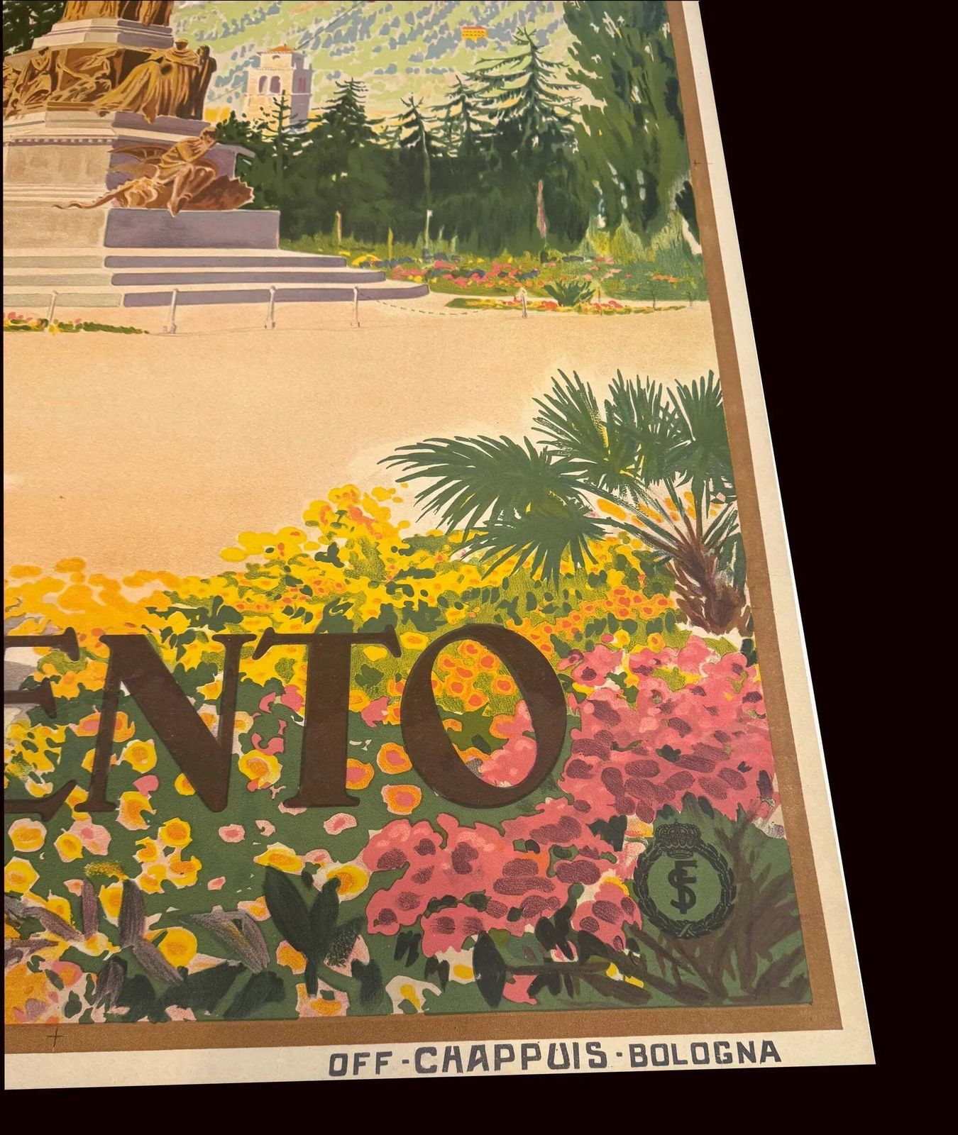 Vintage 1925 Trento Enit Italian Railway Stone Lithograph Poster photo Art
