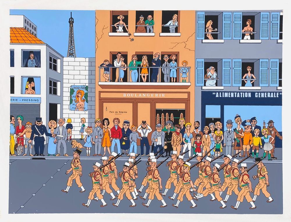 Sérigraphie Alfred Reynaud Le Défilé De La Légion 1994