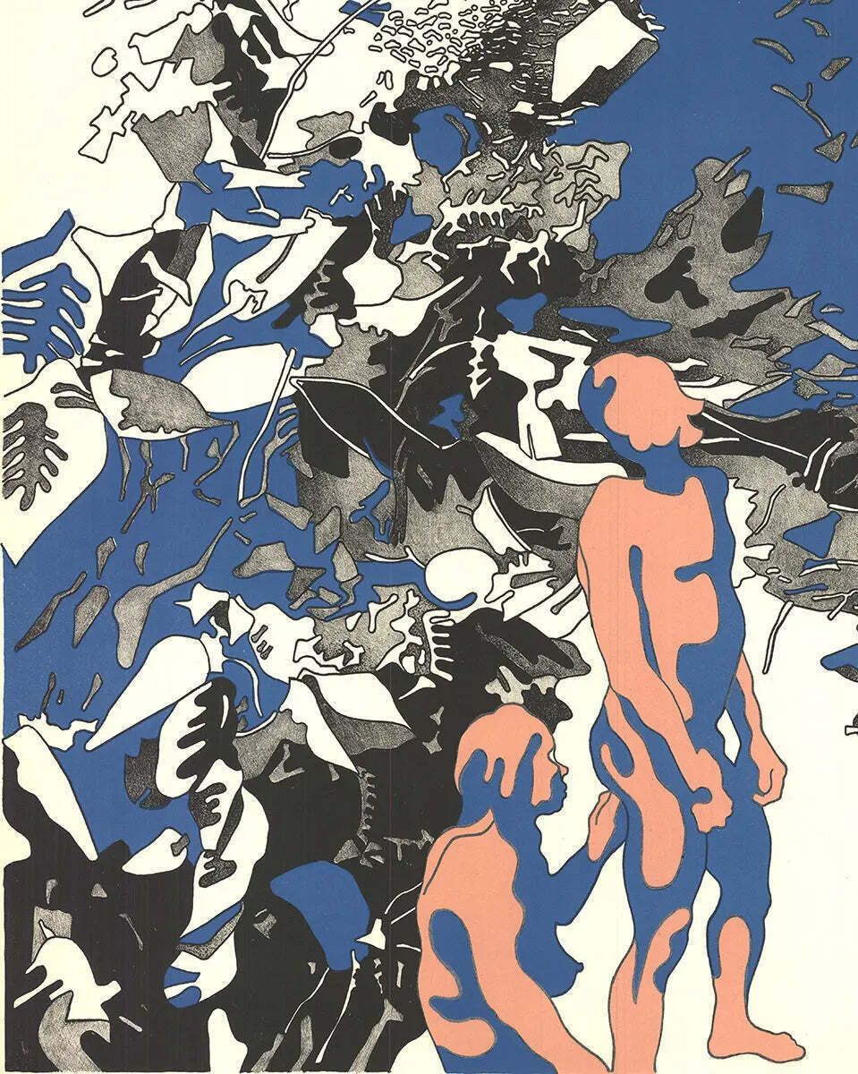 Henri Cueco Untitled Signed Limited Edition Original Colour Lithograph Print photo for sale