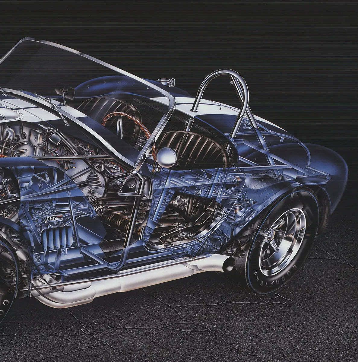 Affiche technique David Kimble, illustration en coupe de la Shelby 427 Cobra de 1965 photo Art