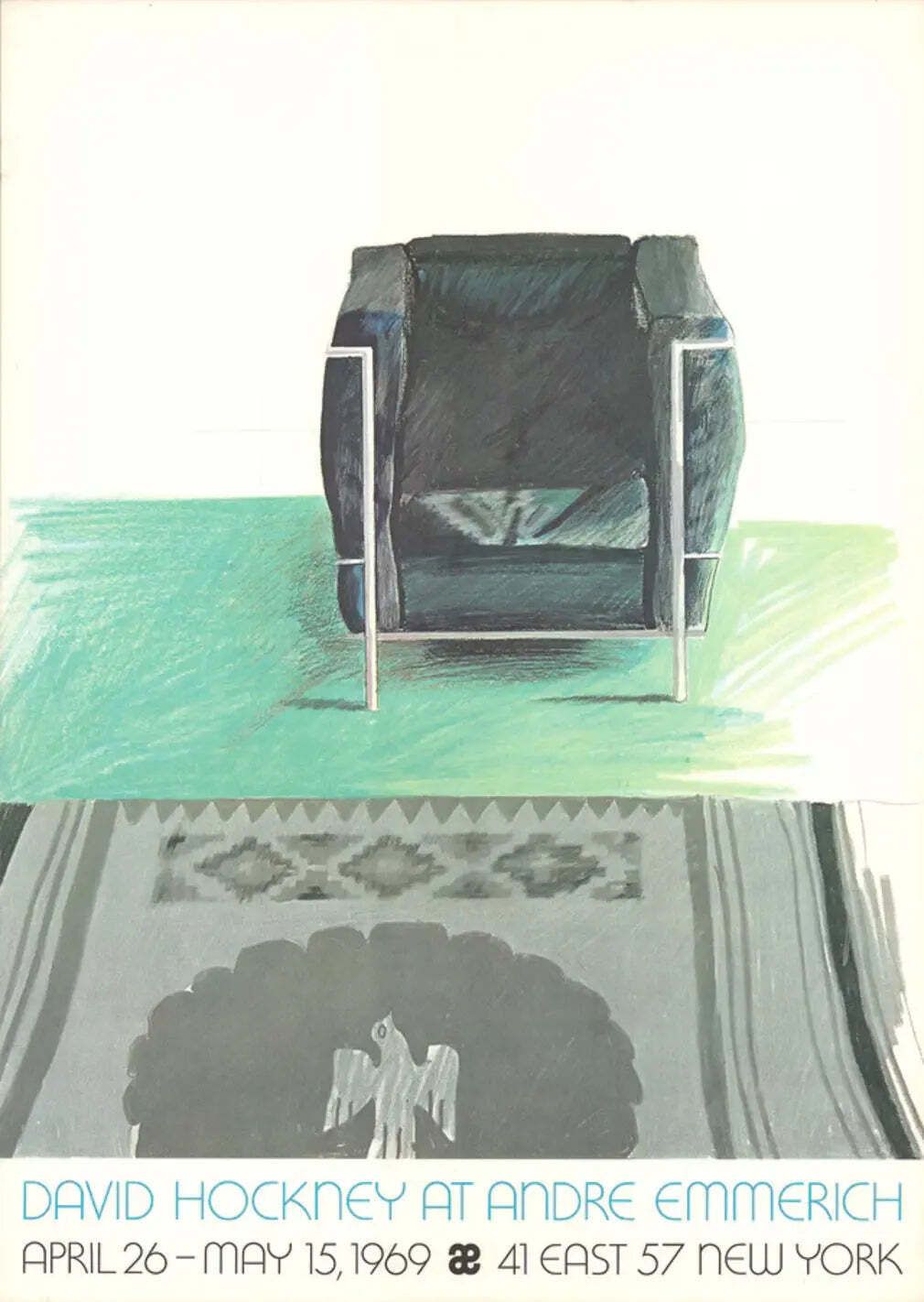 David Hockney Corbusier Chair And Rug 1981 Offset Lithograph Print