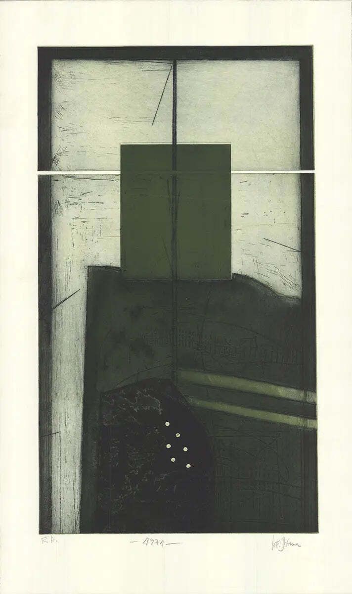 Karl Fred Dahmen Original Signed Untitled 1971 Abstract Etching Art Print