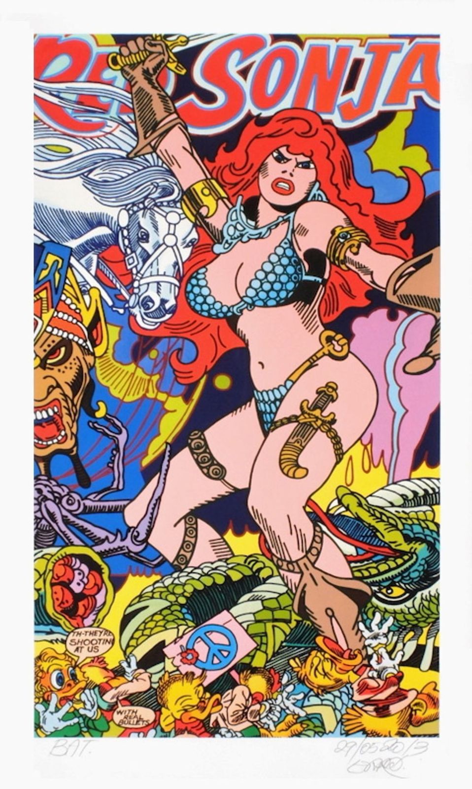 Gudmundur Erro Gesigneerde Archival Pigment Print Red Sonja 2013