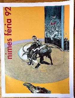 Francis Bacon Feria Nimes 1992 Original Large Exhibition Serigraph Poster photo vintage