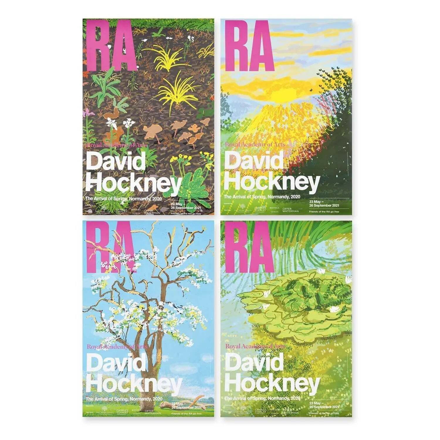 David Hockney Royal Academy tentoonstellingsposters, set van vier lithografieën