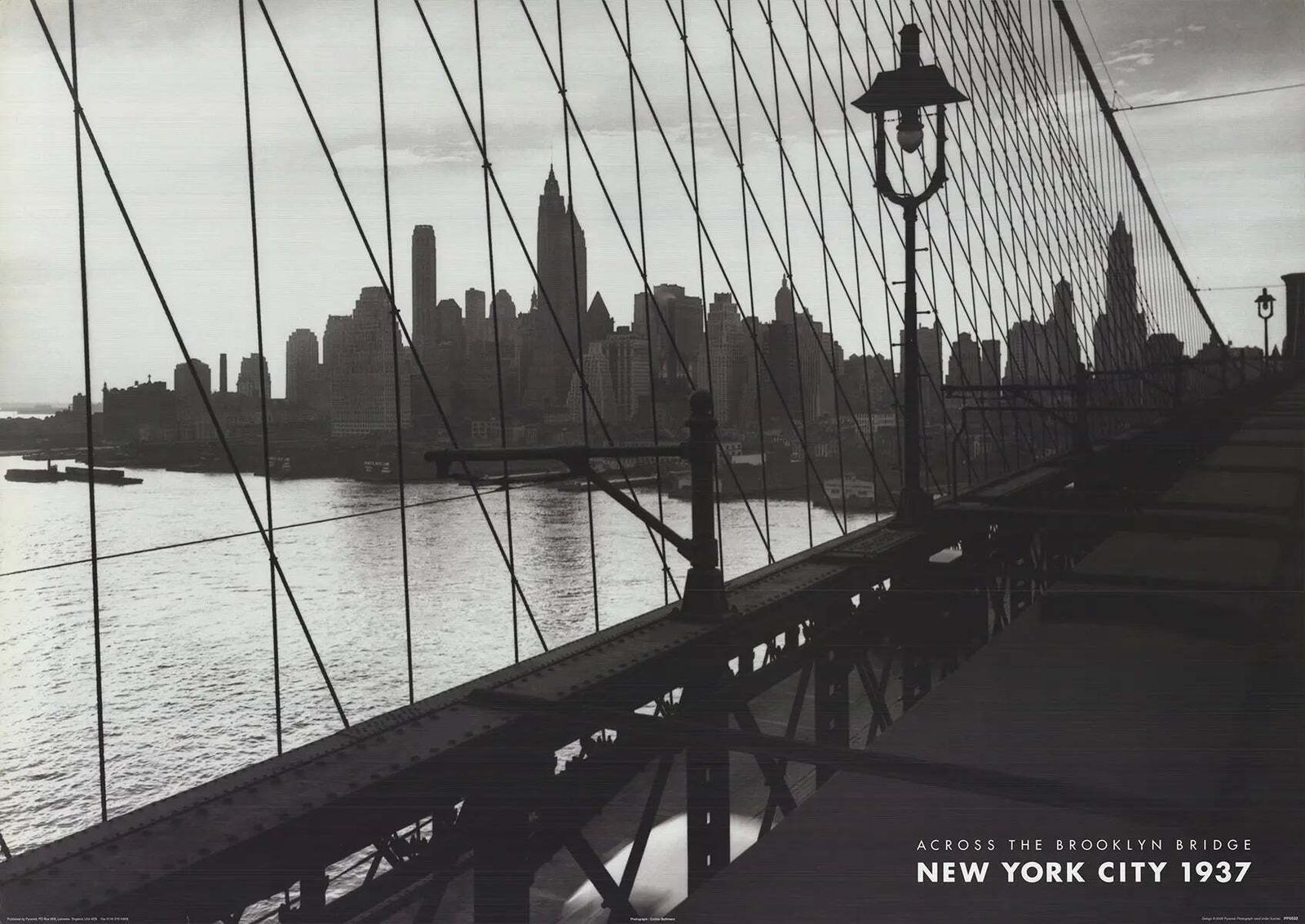 Across The Brooklyn Bridge 1937 New York City Skyline Lithograph Art Print