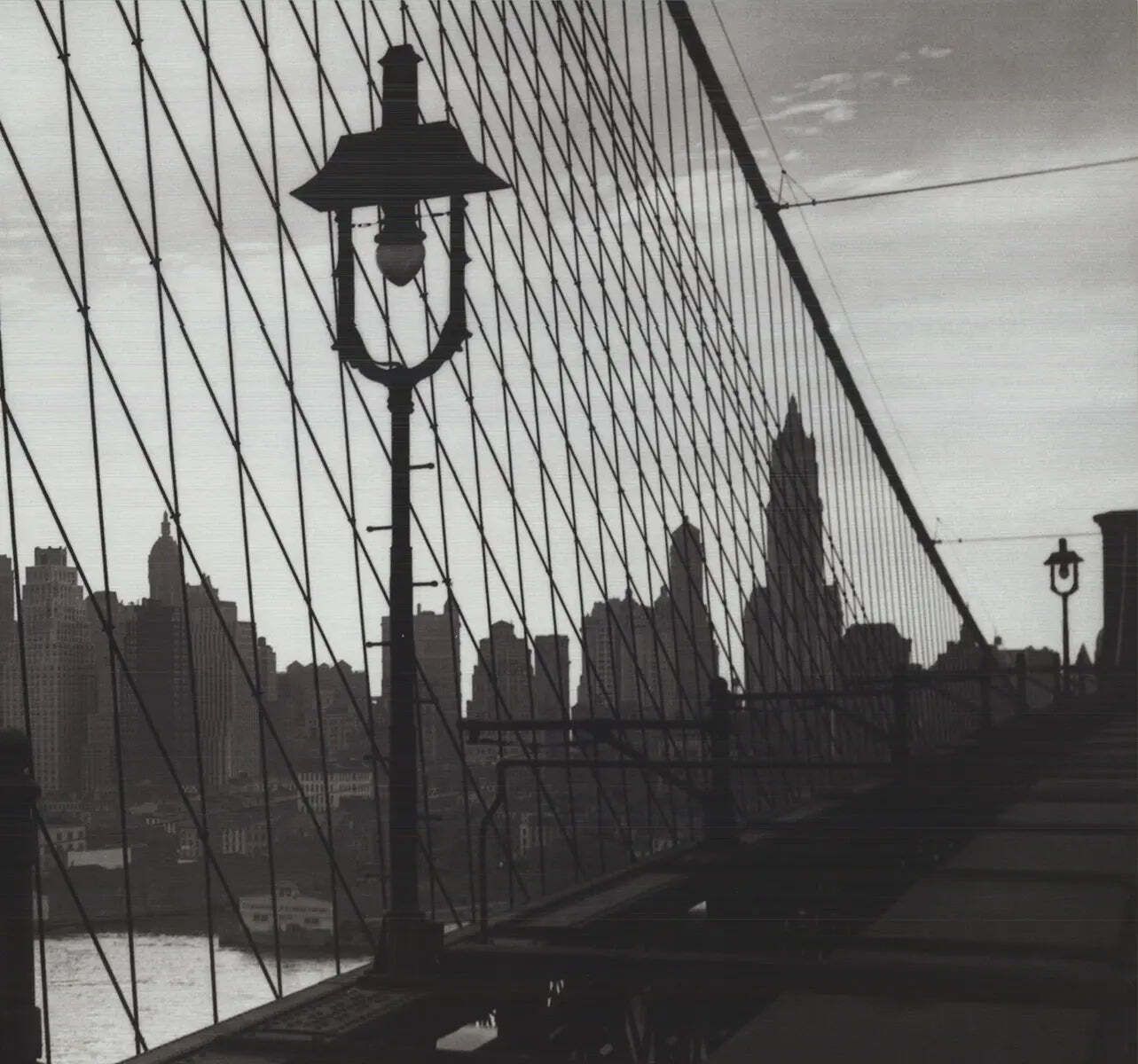 Across The Brooklyn Bridge 1937 New York City Skyline Lithograph Art Print photo furniture