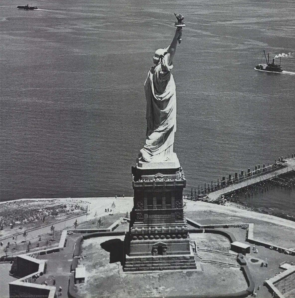 Liberty View New York City Monochrome Offset Lithograph Poster Print photo for sale