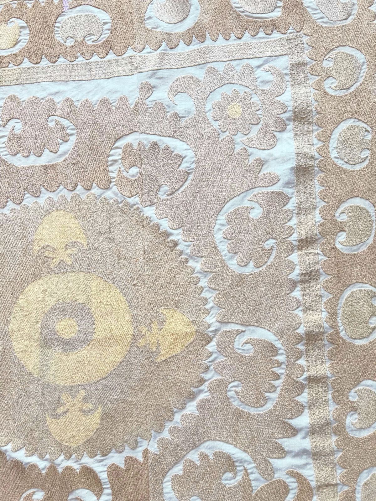 photo furniture Tashkent Suzani Tablecloth   Hand Embroidered Textile 125 X 132 Cm