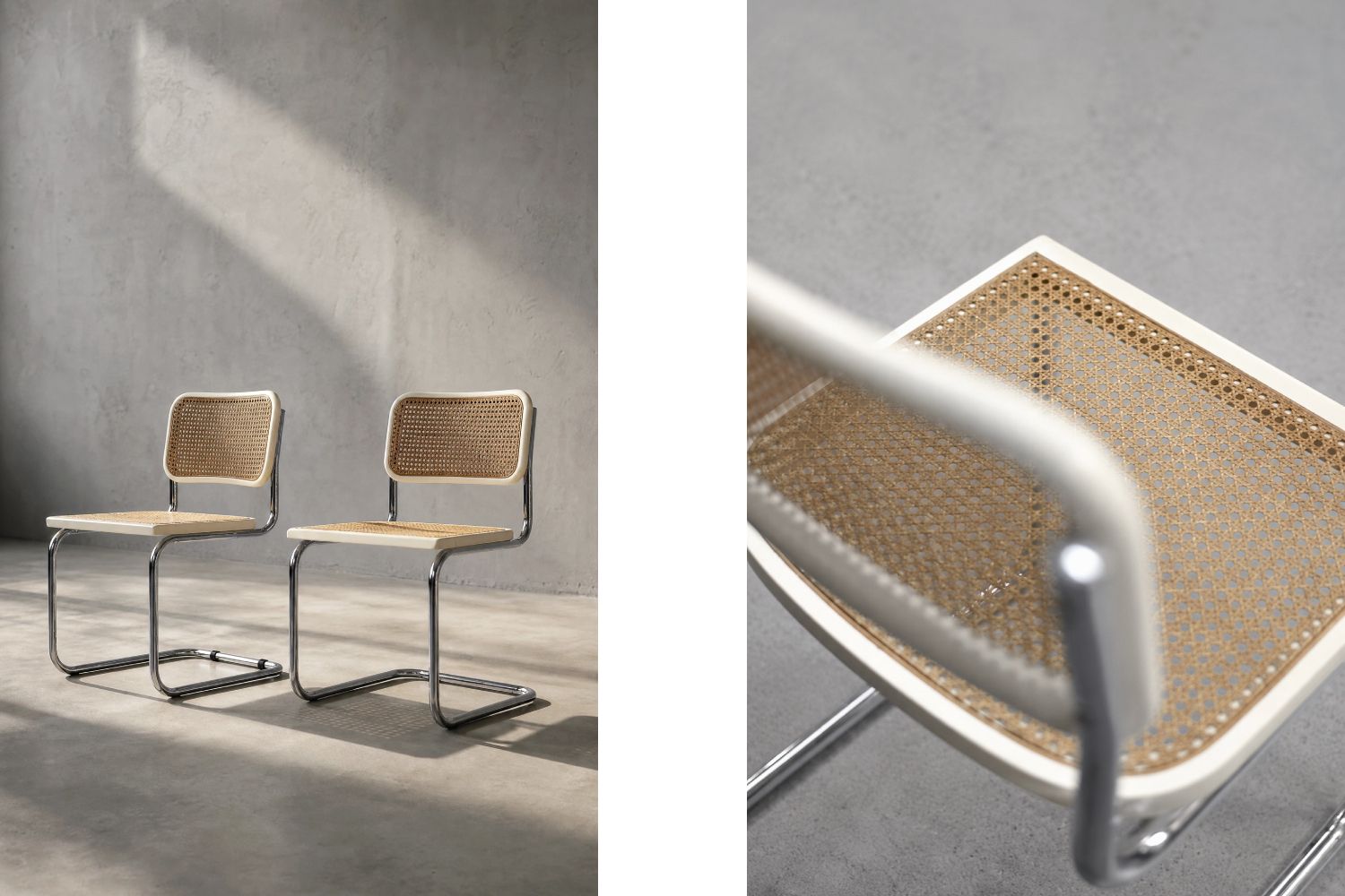 photo vintage Mid-century modern houten stoelen met vlechtwerk, Italië, jaren 1980, set van 2