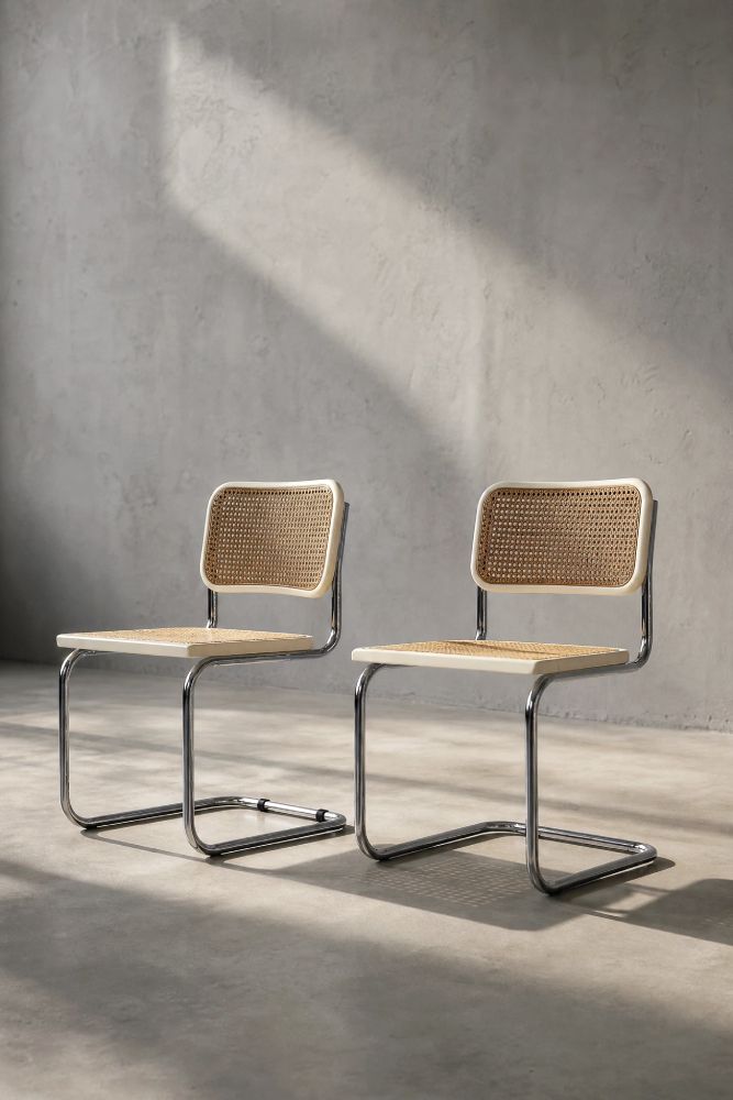 Mid-century modern houten stoelen met vlechtwerk, Italië, jaren 1980, set van 2